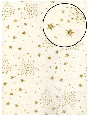 Panno stampato Panna - Stelle Oro Glitter 1mm 30x40cm