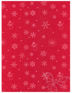 Panno stampato Rosso-crema - Neve 1mm 30x40cm