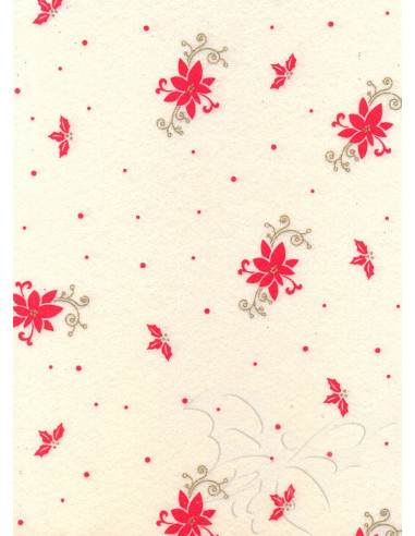 Panno stampato Poinsettia Panna-Rosso 1mm 30x40cm