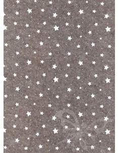 Panno stampato Stelline Marrone melange-Bianco 1mm 30x40cm