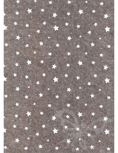 Panno stampato Stelline Marrone melange-Bianco 1mm 30x40cm