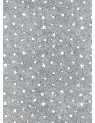 Panno stampato Stelline Grigio melange-Bianco 1mm 30x40cm