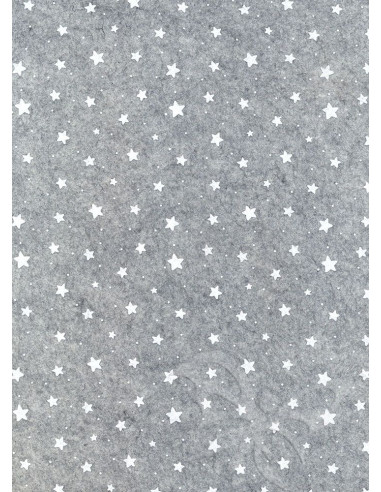 Panno stampato Stelline Grigio melange-Bianco 1mm 30x40cm