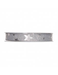 Nastro Lurex stampato "Stelle" Grigio chiaro-Argento 15mm x 5mt 2