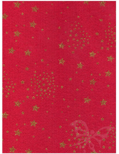 Panno stampato Rosso Scuro- Stelle Oro Glitter 1mm 30x40cm
