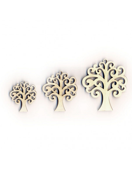 Set 6pz Sagoma Albero della Vita in multistrato 3,6 x 4,1 x 0,4cm