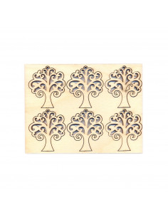 Set 6pz Sagoma Albero della Vita in multistrato 4,7 x 5,3 x 0,4cm