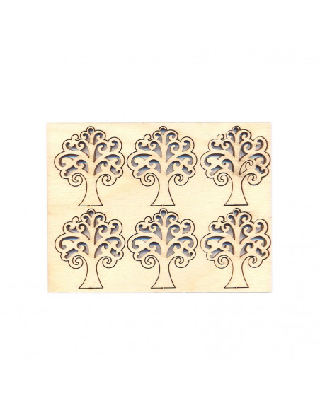 Set 6pz Sagoma Albero della Vita in multistrato 4,7 x 5,3 x 0,4cm