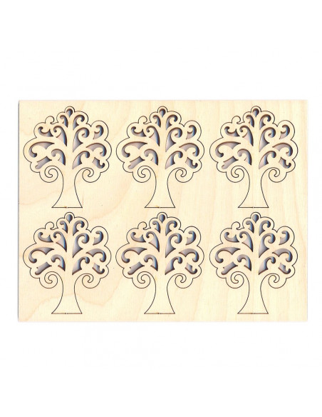 Set 6pz Sagoma Albero della Vita in multistrato 7 x 6 x 0,4cm