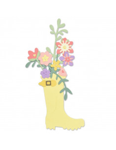 Fustella Sizzix Thinlits Set 17Pz - Rain Boot Planter 663322