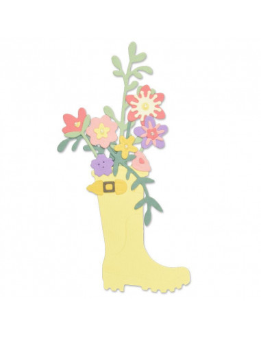 Fustella Sizzix Thinlits Set 17Pz - Rain Boot Planter 663322