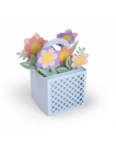 Fustella Sizzix Thinlits Set 12Pz - Card in a Box, Flower Basket 663578