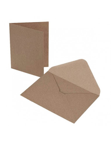 Set 50 Buste KRAFT 120gr 16,2 x 11,4 cm con Biglietto ripiegato