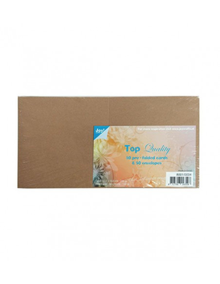 Set 50 Buste KRAFT 120gr 14x14 cm con Biglietto ripiegato 240gr