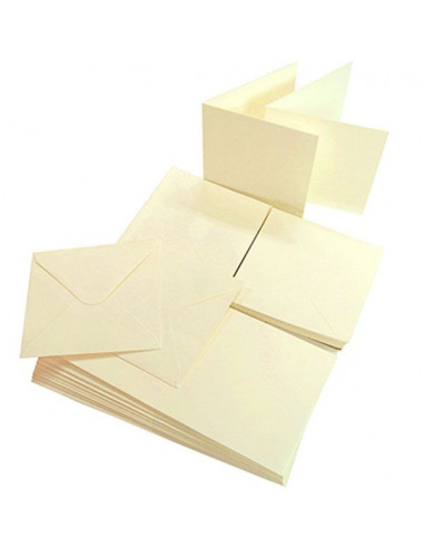 Set 50 Buste AVORIO 120gr 14x14 cm con Biglietto ripiegato 240gr