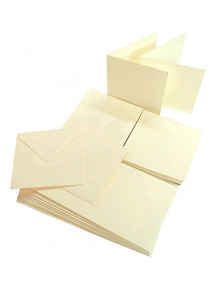 Set 50 Buste AVORIO 120gr 14x14 cm con Biglietto ripiegato 240gr