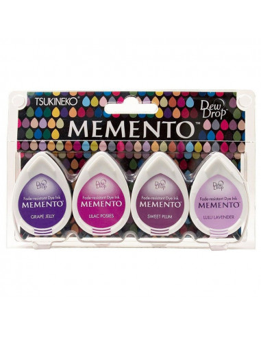 Set 4 Tamponi a goccia Memento per timbri - Juicy Purples