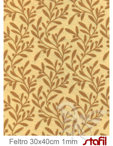 Feltro 1mm 30x40cm Foglie di ulivo Giallo pastello-Marroncino