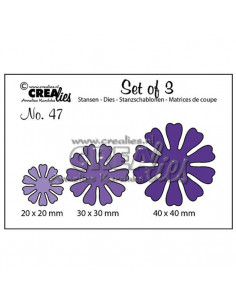 Set 3 Fustelle Crealies no. 47 Flowers 19 20-30-40mm 2