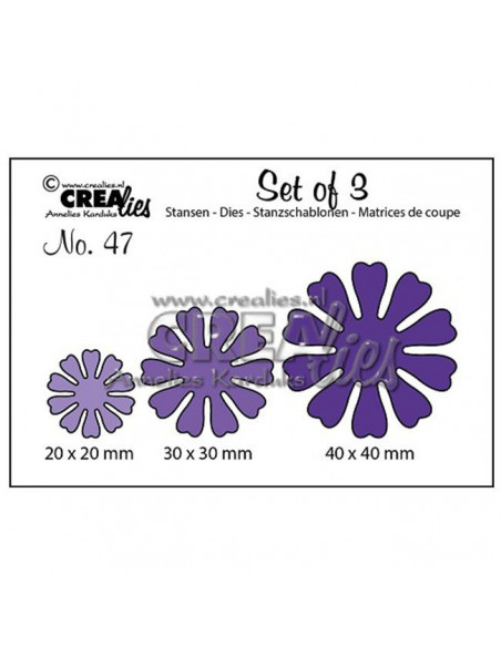 Set 3 Fustelle Crealies no. 47 Flowers 19 20-30-40mm