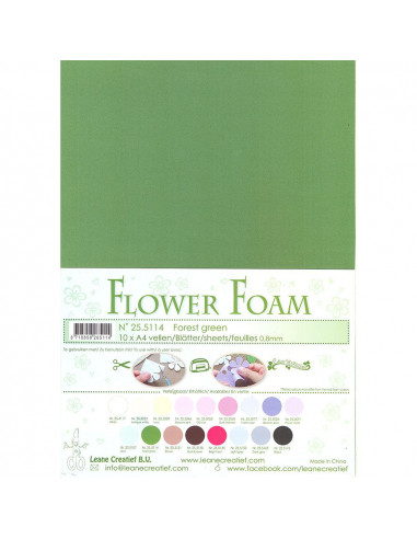 10 fogli A4 Flower Foam Soft 0,8mm Forest Green