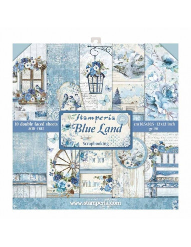 Blocco 10 fogli 30.5x30.5cm Blue Land SBBL47