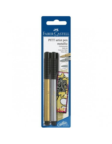 Pitt Artist Pen Metallic 1.5mm inchiostro di china, gold/silver