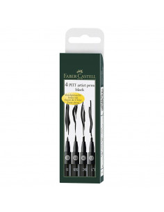 Set 4 Penne Pitt Artist Pen a inchiostro di china Nero (B-SB-SC-1,5)
