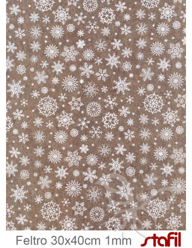 Feltro 1mm 30x40cm Fiocchi di neve...