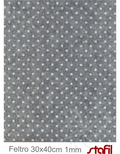 Foglio FELTRO 30x40cm 1mm POIS Grigio...