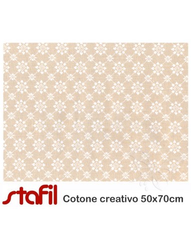 Tessuto Cotone FIORI Tortora 50x70cm