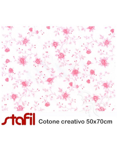 Tessuto Cotone ROSELLINE ROSA 50x70cm
