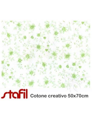 Tessuto Cotone ROSELLINE VERDI 50x70cm