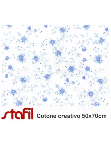 Tessuto Cotone ROSELLINE CELESTI 50x70cm