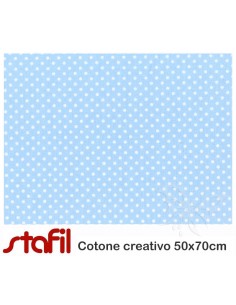 Tessuto Cotone POIS CELESTI...