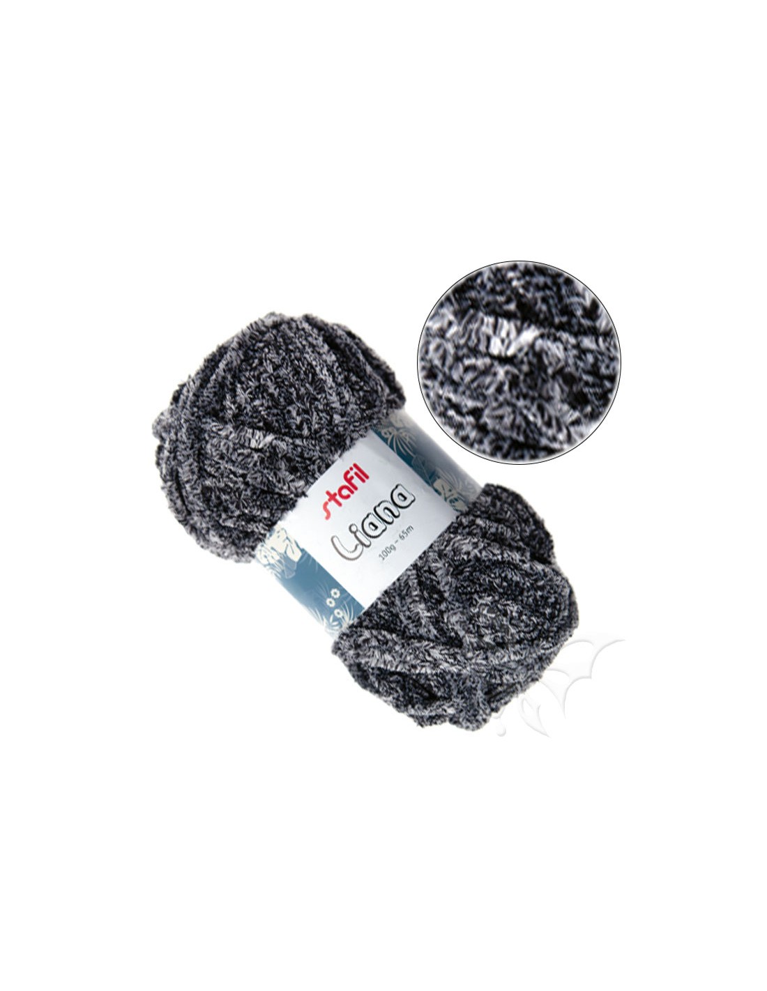 Gomitolo Ciniglia LIANA - Nero Grigio