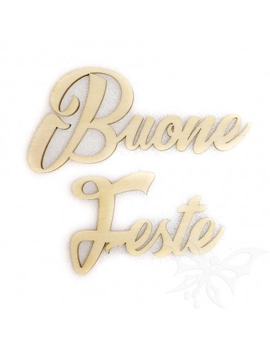 Scritta in LEGNO "BUONE FESTE" grande