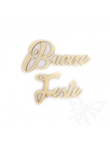 Scritta in LEGNO "BUONE FESTE" piccola