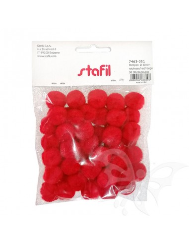 Set 50 pompon Rossi 20mm