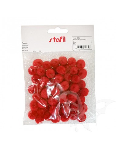 Set 60 pompon Rossi 15mm