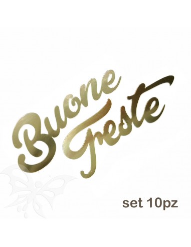 Set 10 Scritte vinile BUONE FESTE Oro...