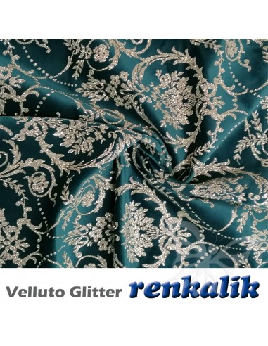 Velluto glitter DAMASCO teal