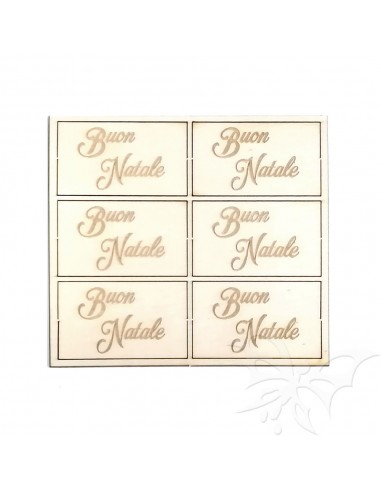 Set 6 tag in legno BUON NATALE 4x5cm