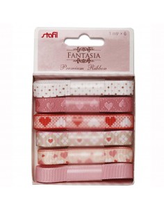 Set 6 nastri fantasia CUORI...
