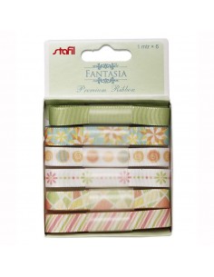 Set 6 nastri fantasia VERDE...