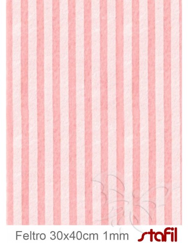 Foglio FELTRO 30x40cm 1mm RIGHE Rosa...