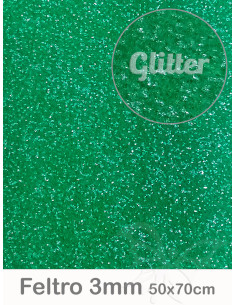 Feltro Glitter Verde 3mm...