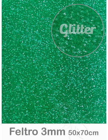 Feltro Glitter Verde 3mm 50x70cm