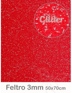 Feltro Glitter Rosso 3mm...