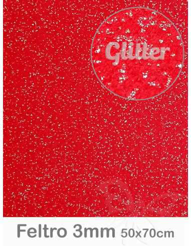 Feltro Glitter Rosso 3mm 50x70cm